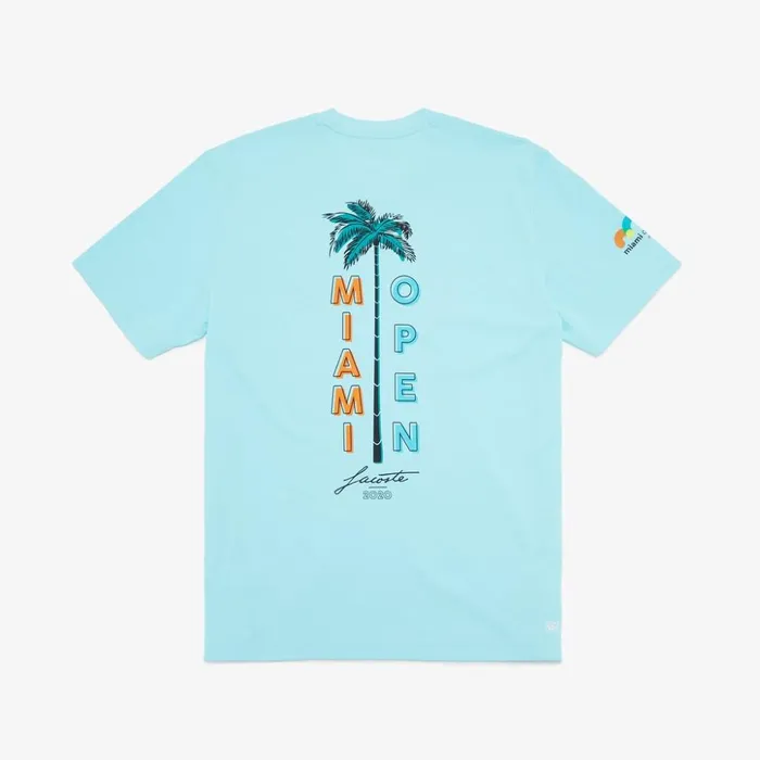 Lacoste SPORT Miami Open Crew Neck Graphic Tee Turquoise Mens TShirts For Sale