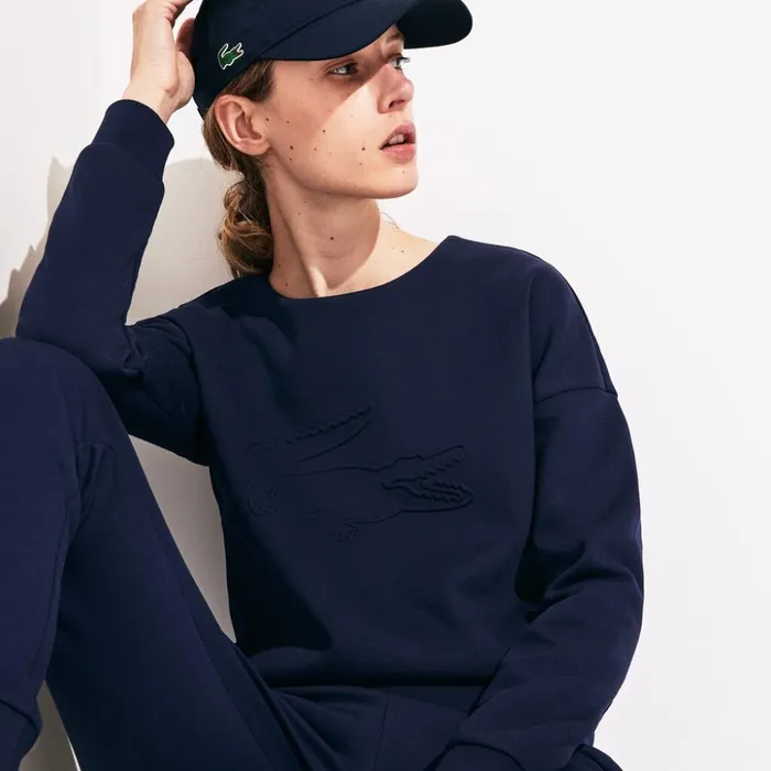 Lacoste SPORT Oversize Croc CottonBlend Sweatshirt Navy Blue Womens Sweaters and Sweatshirts Gift Near Me Lacoste SPORT Oversize Croc CottonBlend Sweatshirt Navy Blue Womens Sweaters and Sweatshirts Gift Near Me