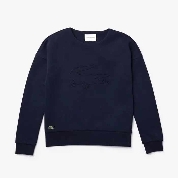 Lacoste SPORT Oversize Croc CottonBlend Sweatshirt Navy Blue Womens Sweaters and Sweatshirts Gift Near Me
