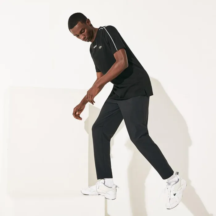 Lacoste SPORT Stretch Track Pants BlackWhite Mens Tracksuits Gift 4 You