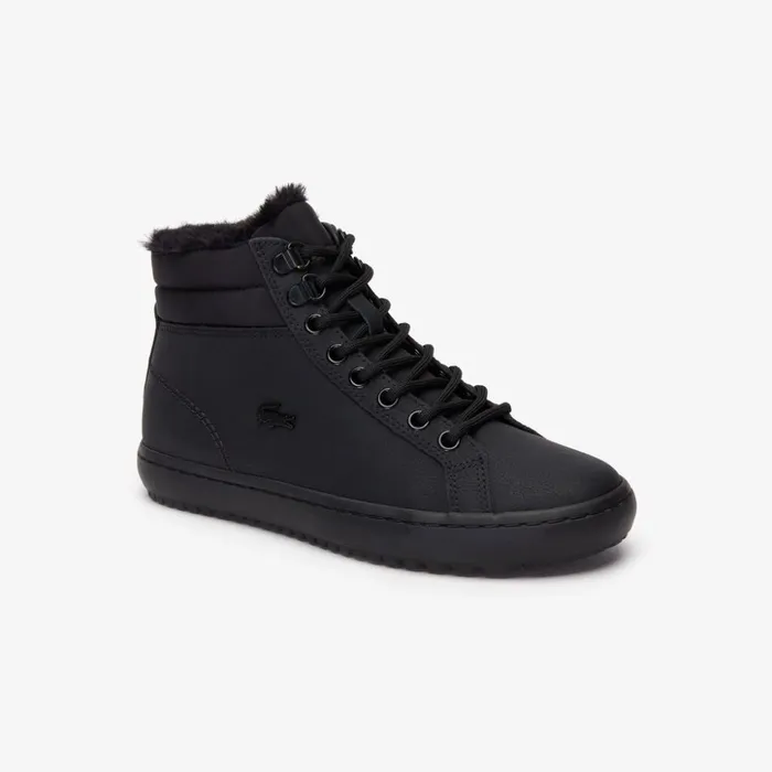 Lacoste Straightset Thermo Leather Boots BlkBlk Womens Sneakers Popular