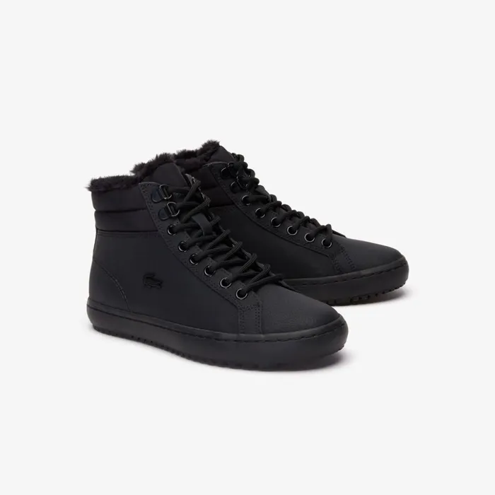 Lacoste Straightset Thermo Leather Boots BlkBlk Womens Sneakers Popular