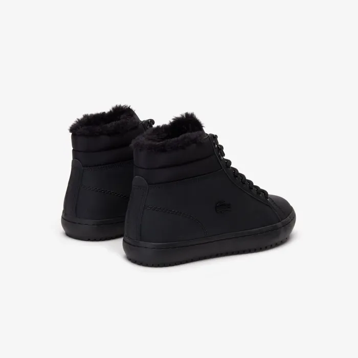 Lacoste Straightset Thermo Leather Boots BlkBlk Womens Sneakers Popular