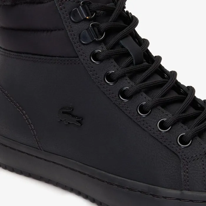 Lacoste Straightset Thermo Leather Boots BlkBlk Womens Sneakers Popular