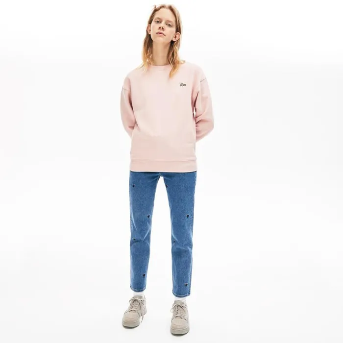 Lacoste Unisex LIVE Cotton Fleece Sweatshirt Light Pink Mens Sweatshirts Christmas Gift