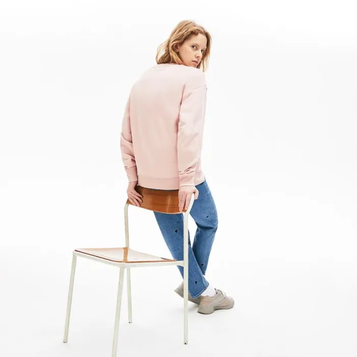 Lacoste Unisex LIVE Cotton Fleece Sweatshirt Light Pink Mens Sweatshirts Christmas Gift