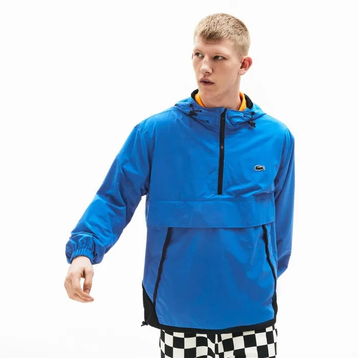 Lacoste Unisex LIVE Water Resistant Pullover Windbreaker BlueBlack Mens Jackets and Coats Casaul