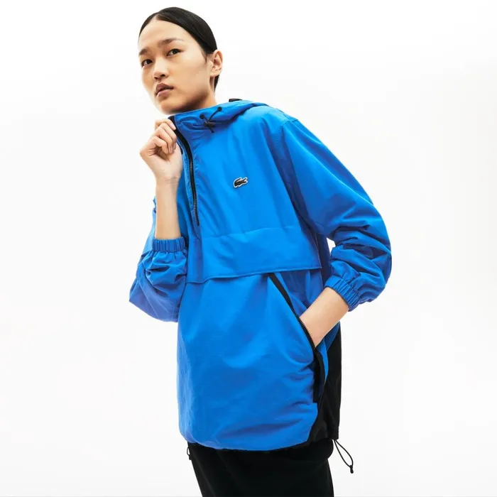 Lacoste Unisex LIVE Water Resistant Pullover Windbreaker BlueBlack Mens Jackets and Coats Casaul
