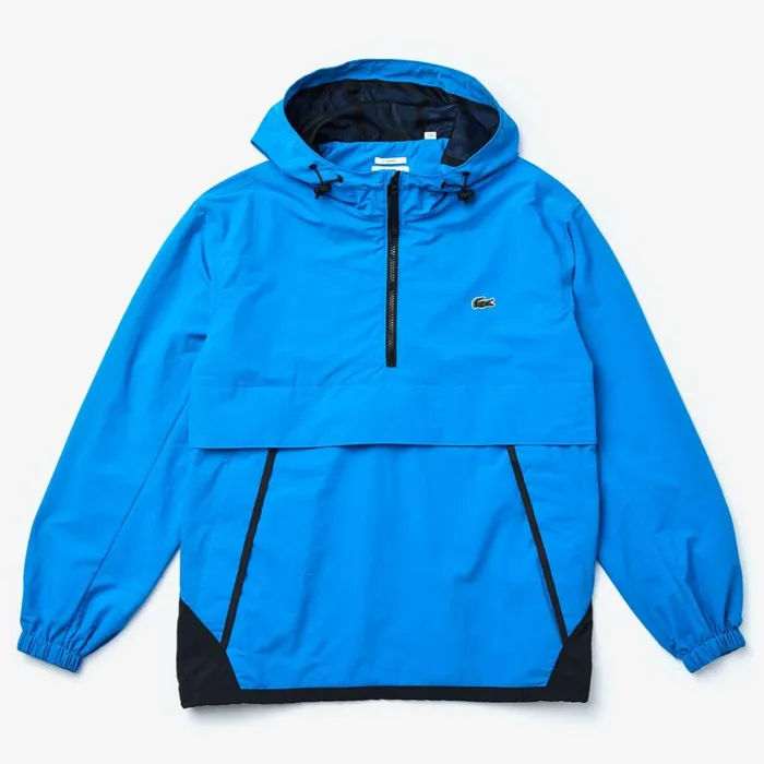 Lacoste Unisex LIVE Water Resistant Pullover Windbreaker BlueBlack Mens Jackets and Coats Casaul