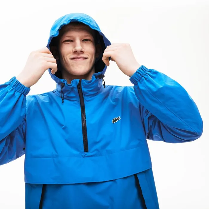 Lacoste Unisex LIVE Water Resistant Pullover Windbreaker BlueBlack Mens Jackets and Coats Casaul