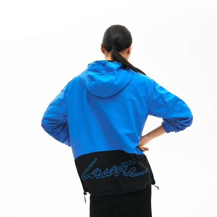 Lacoste Unisex LIVE Water Resistant Pullover Windbreaker BlueBlack Mens Jackets and Coats Casaul