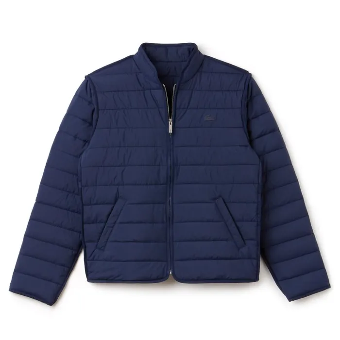 Lacoste Zippered Quilted Soft Taffeta Jacket Navy Blue Womens Jackets and Coats Cheap On Sale