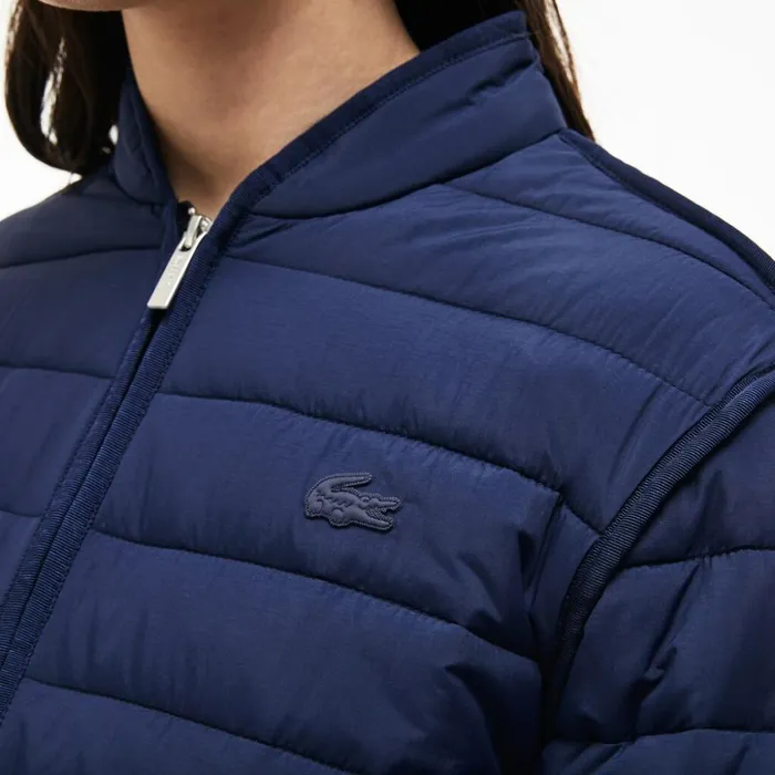 Lacoste Zippered Quilted Soft Taffeta Jacket Navy Blue Womens Jackets and Coats Cheap On Sale