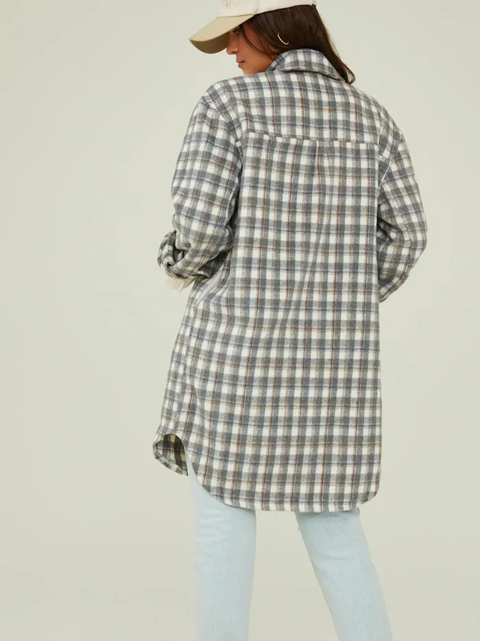 Laney Long Plaid Shacket Grey Women Altar039d State Jackets