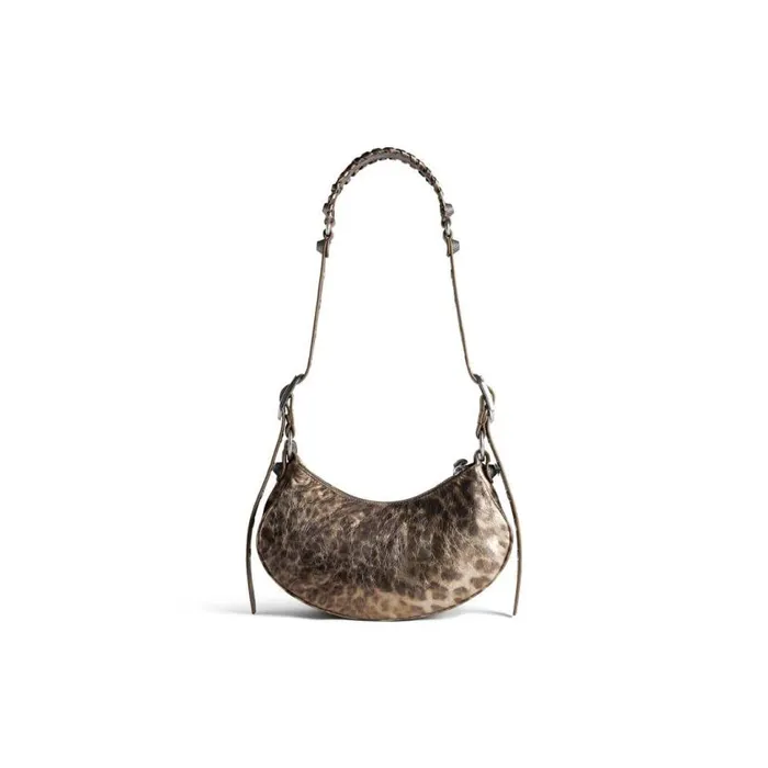 Le Cagole Xs Shoulder Bag Metallized With Leopard Print In Brown Women Balenciaga Shoulder Bags