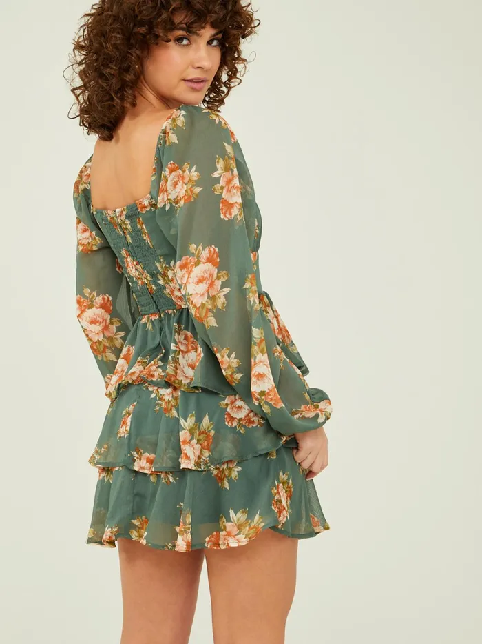 Leah Layered Floral Dress Olive Women Altar039d State Casual