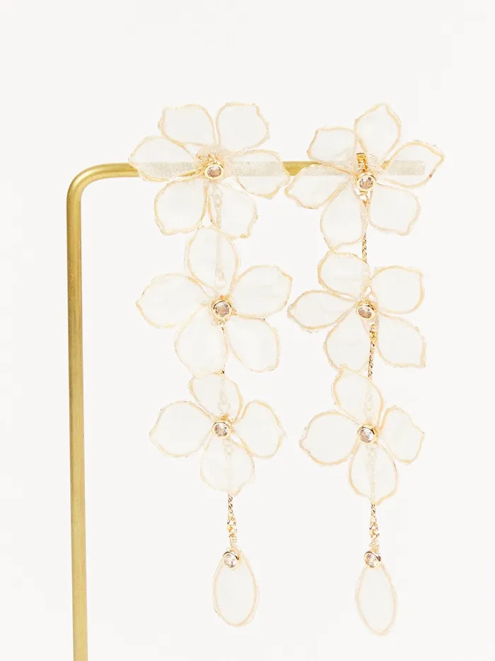 Linear Mesh Flower Dangle Earrings Gold Women Altar039d State Jewelry