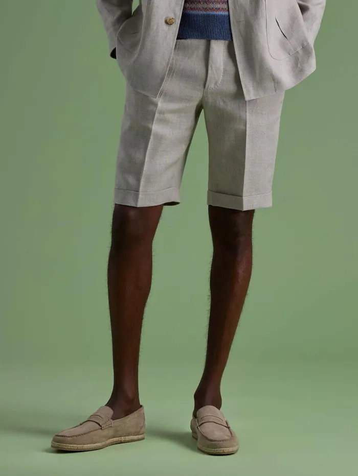 Linen Bermuda Short Natural Men Paul Stuart Shorts and Swim Trunks
