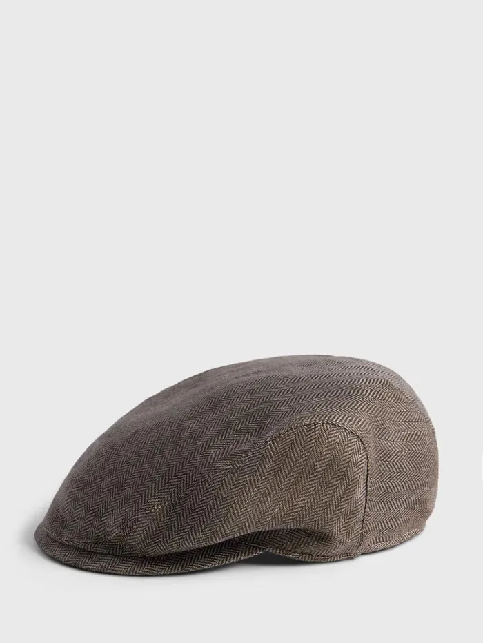 Linen Herringbone Ivy Cap Olive Men Paul Stuart Scarves Hats Gloves