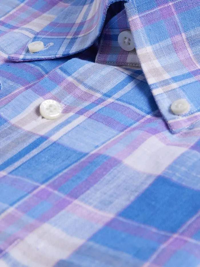 Linen Multicolor Plaid Sport Shirt Bluepurple Men Paul Stuart Sport Shirts