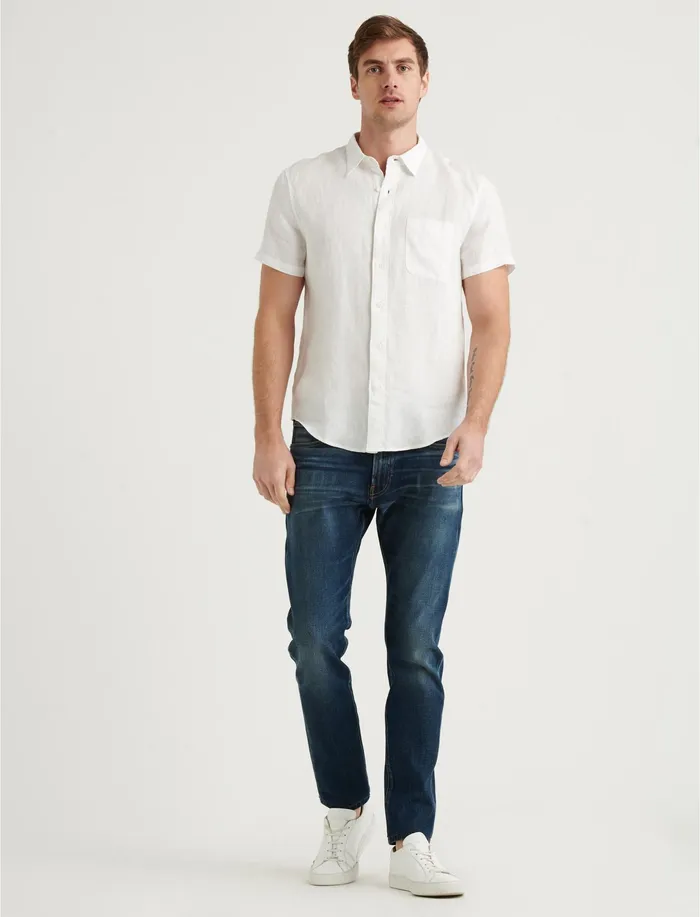 Linen Short Sleeve San Gabriel Shirt White ButtonDowns Lucky Brand Men