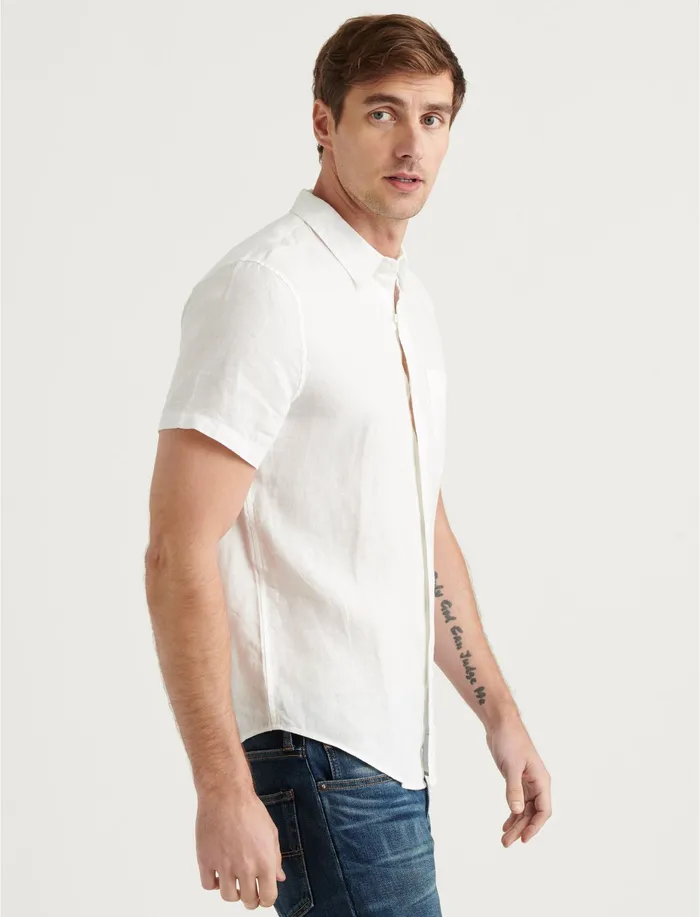 Linen Short Sleeve San Gabriel Shirt White ButtonDowns Lucky Brand Men