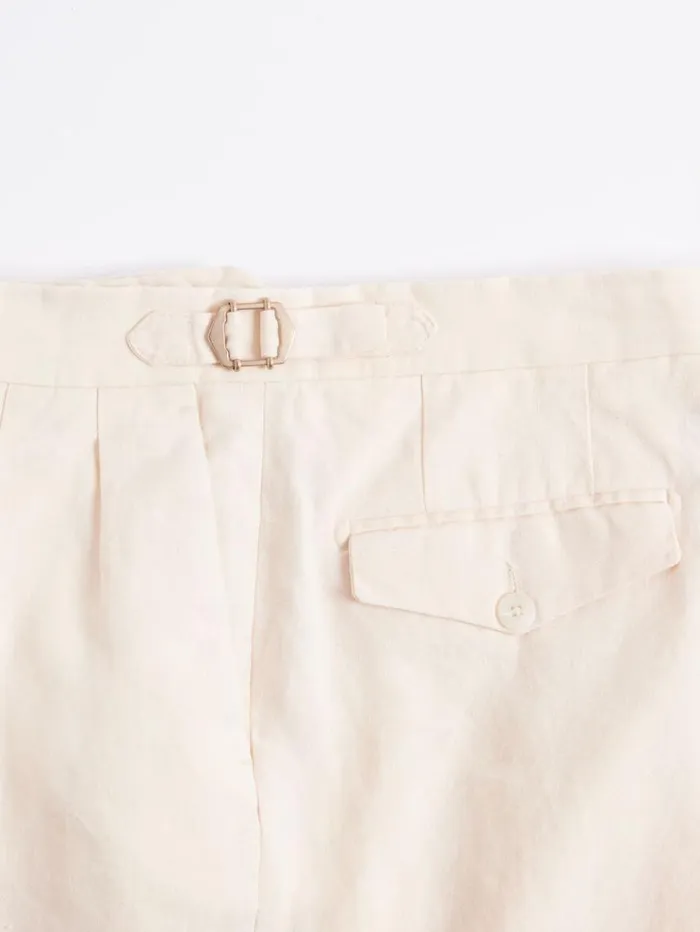 Linen Washed Pleated Front Trouser Sand Men Paul Stuart Pants