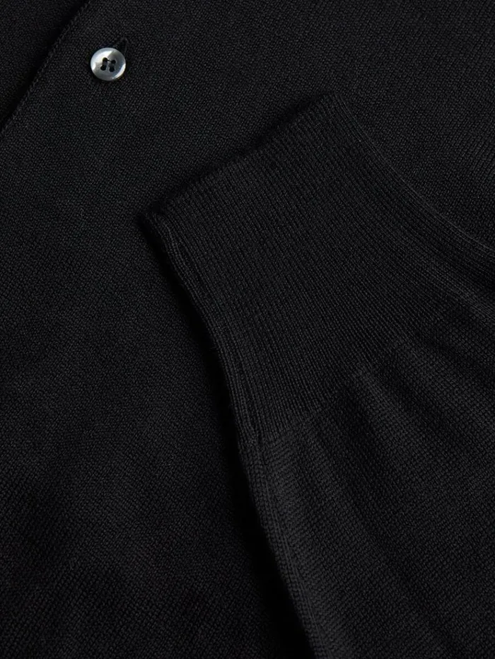 Long Sleeve Merino Wool Polo Shirt Black Men Paul Stuart Polos and TShirts