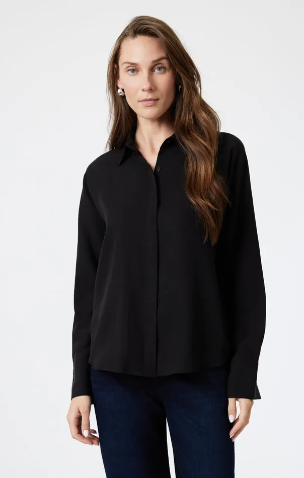 Long Sleeve Tencel Shirt In Black Women Mavi Jeans Shirts