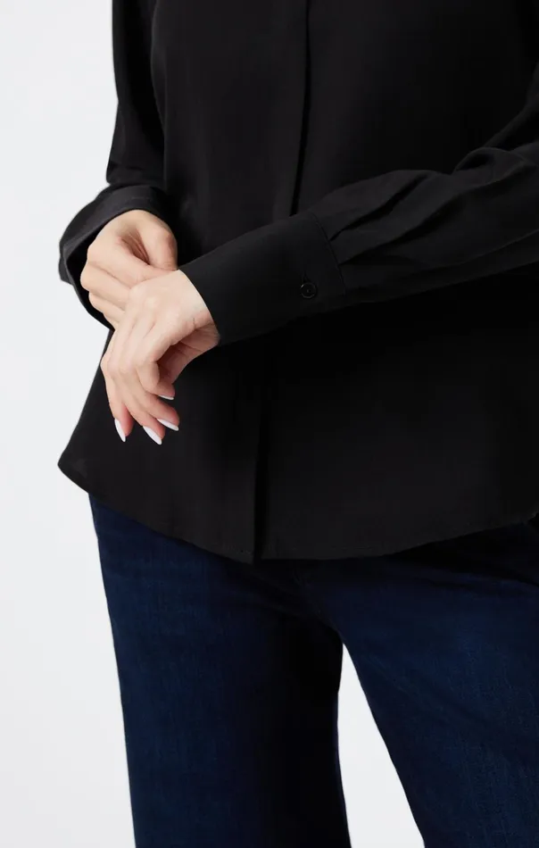 Long Sleeve Tencel Shirt In Black Women Mavi Jeans Shirts Long Sleeve Tencel Shirt In Black Women Mavi Jeans Shirts