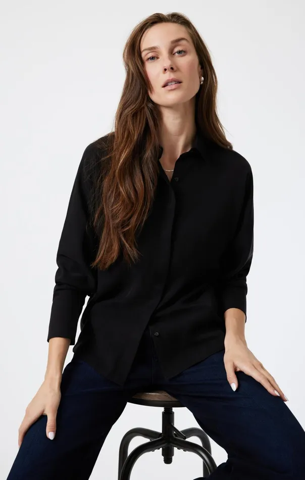 Long Sleeve Tencel Shirt In Black Women Mavi Jeans Shirts Long Sleeve Tencel Shirt In Black Women Mavi Jeans Shirts