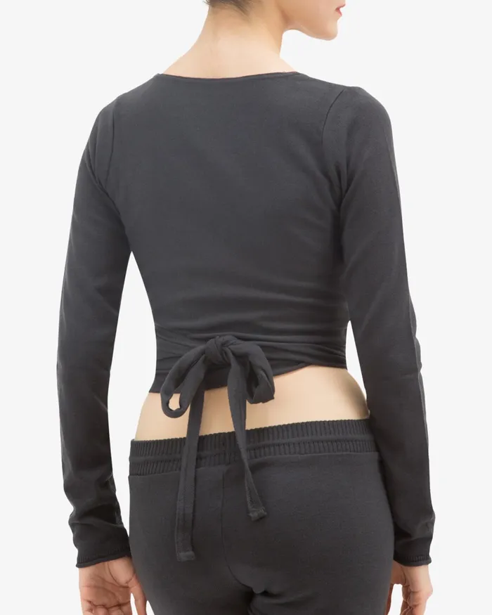 Long Sleeved WrapOver Anthracite Grey Women Repetto WarmUp Long Sleeved WrapOver Anthracite Grey Women Repetto WarmUp