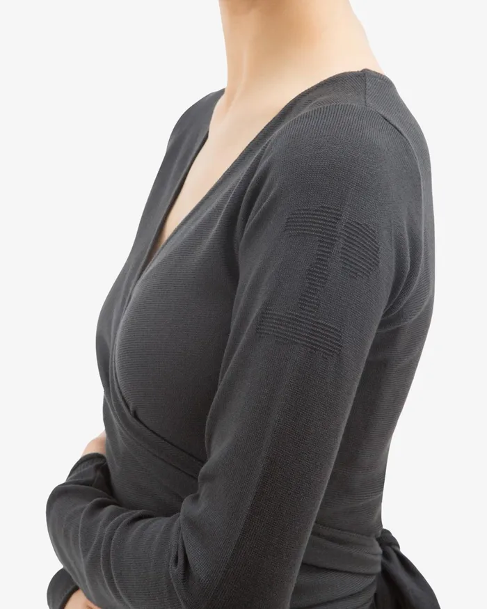 Long Sleeved WrapOver Anthracite Grey Women Repetto WarmUp Long Sleeved WrapOver Anthracite Grey Women Repetto WarmUp