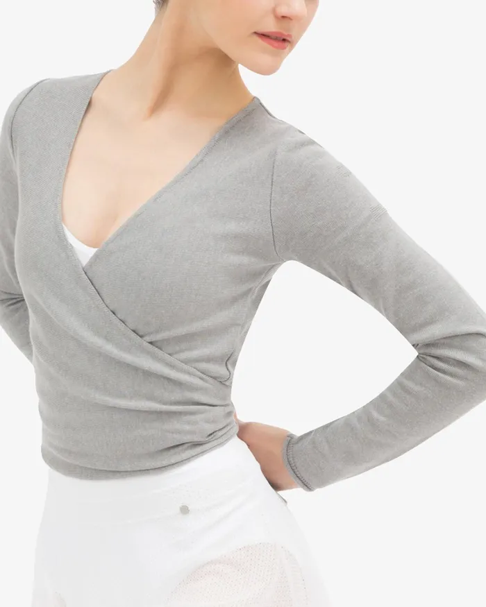 Long Sleeved WrapOver Mouse Grey Women Repetto WarmUp