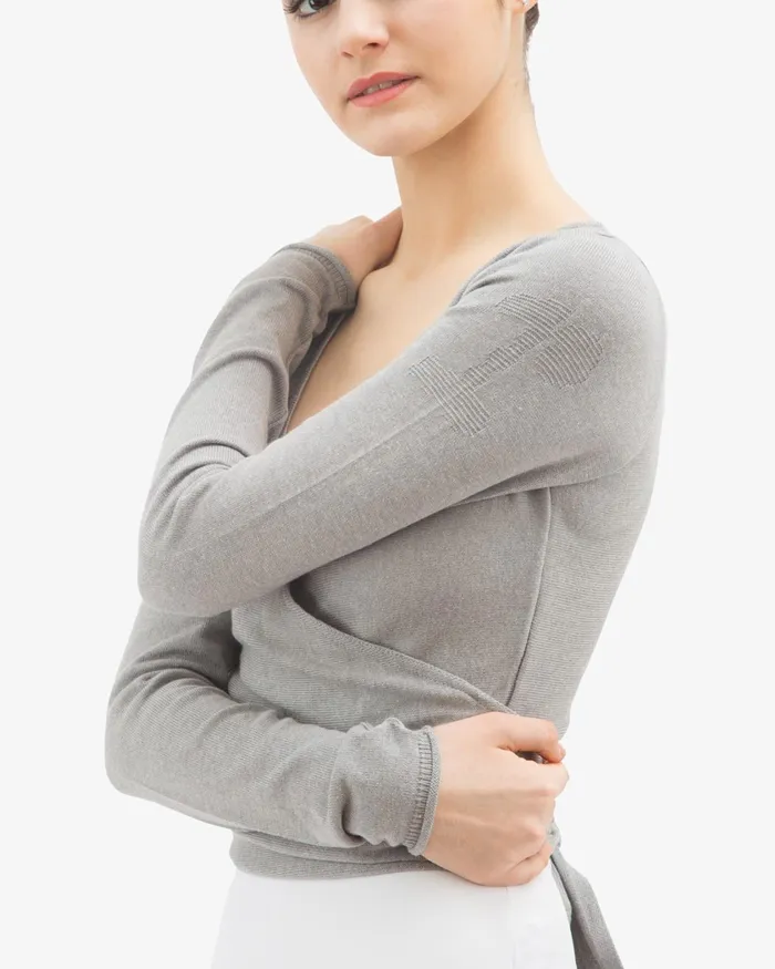 Long Sleeved WrapOver Mouse Grey Women Repetto WarmUp
