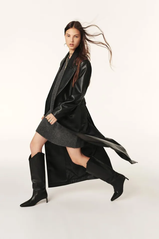 Long Trench Coat Ainara Black Women Baandsh Jackets and Coats