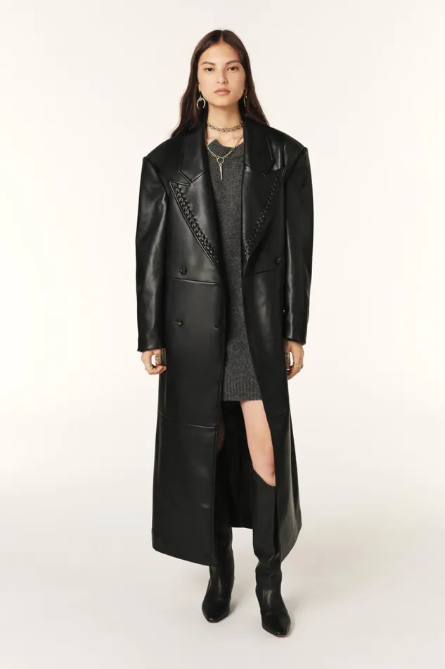 Long Trench Coat Ainara Black Women Baandsh Jackets and Coats