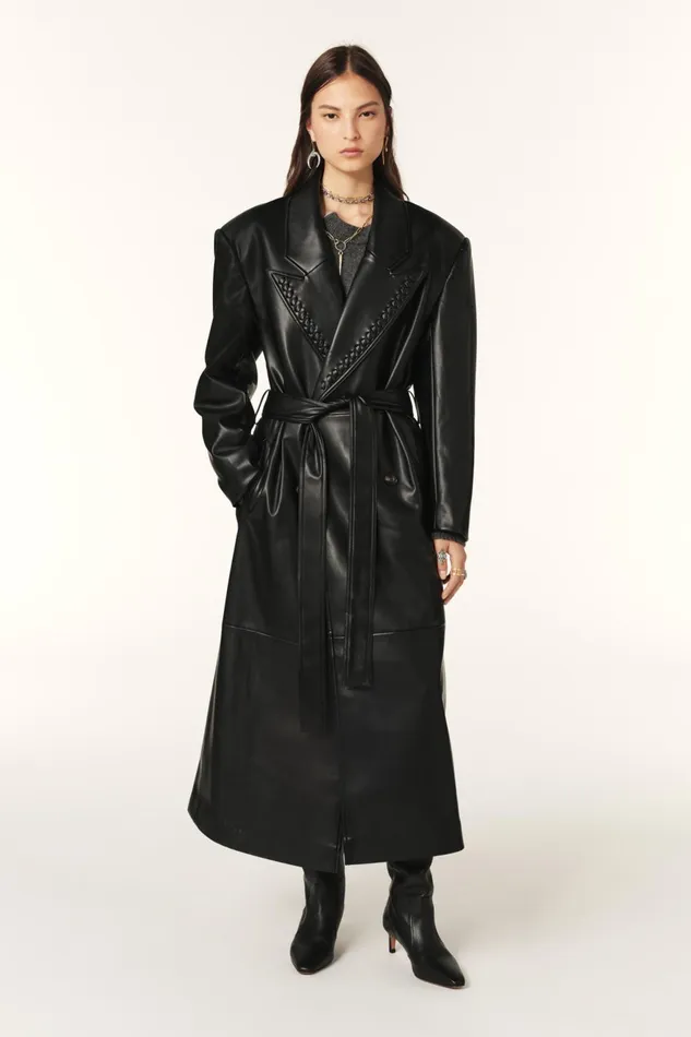 Long Trench Coat Ainara Black Women Baandsh Jackets and Coats