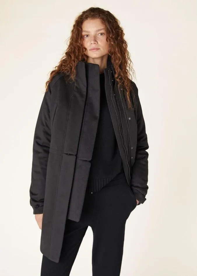 Loro Piana Essentials Icery Long Jacket Navy Blue 8211 Woman