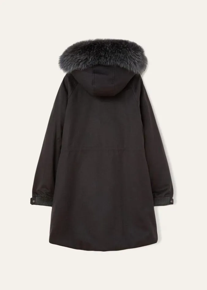 Loro Piana Essentials Icery Long Jacket Navy Blue 8211 Woman