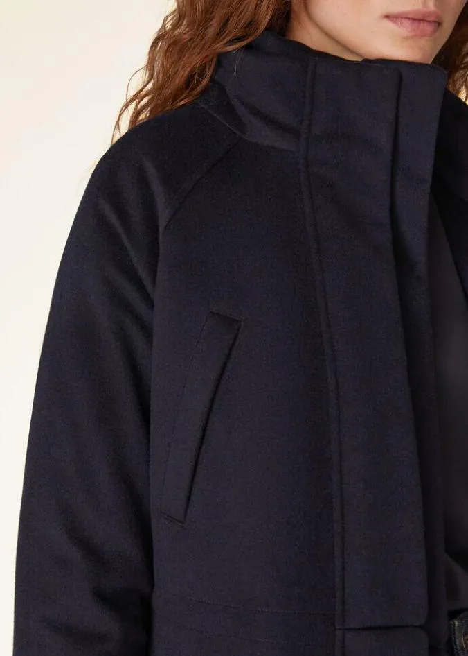 Loro Piana Essentials Icery Long Jacket Navy Blue 8211 Woman