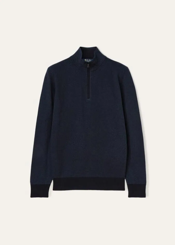 Loro Piana Essentials Roadster Mezzocollo Sweater Navy Bluenight Blue Reserve 8211 Man