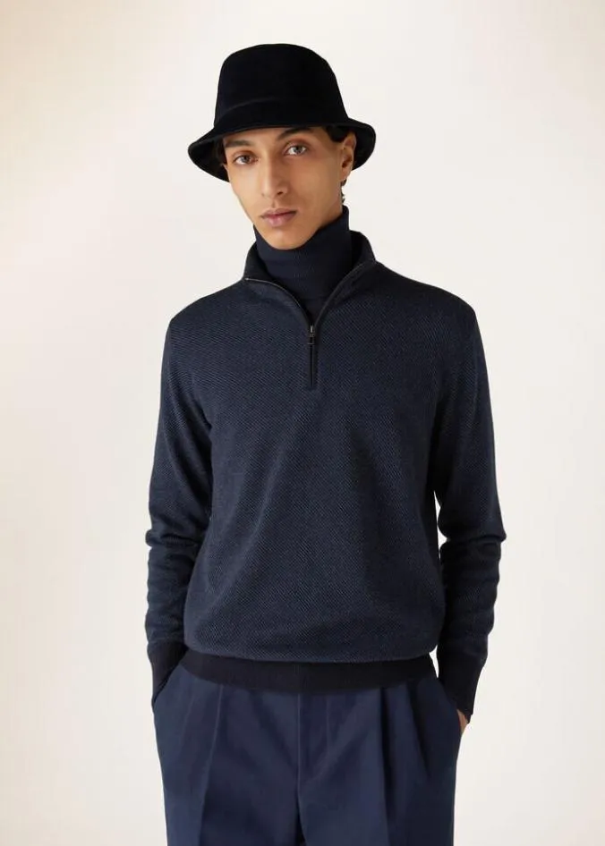 Loro Piana Essentials Roadster Mezzocollo Sweater Navy Bluenight Blue Reserve 8211 Man