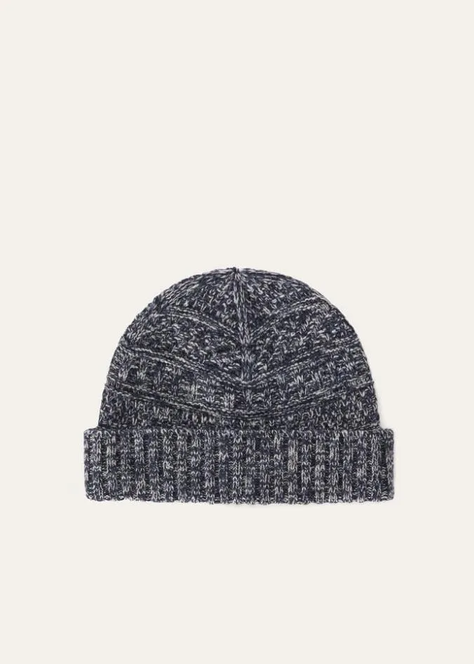 Loro Piana Hats Lima Beanie Sapphire Blue And Ivory Mel 8211 Man