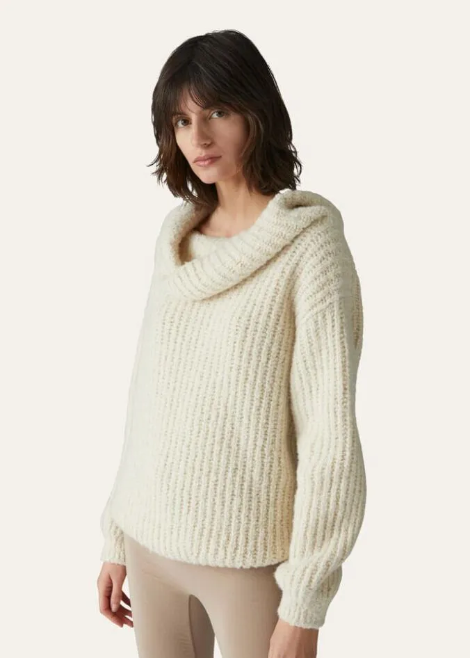 Loro Piana Knitwear Cocooning BoatNeck Sweater White Snow 8211 Woman