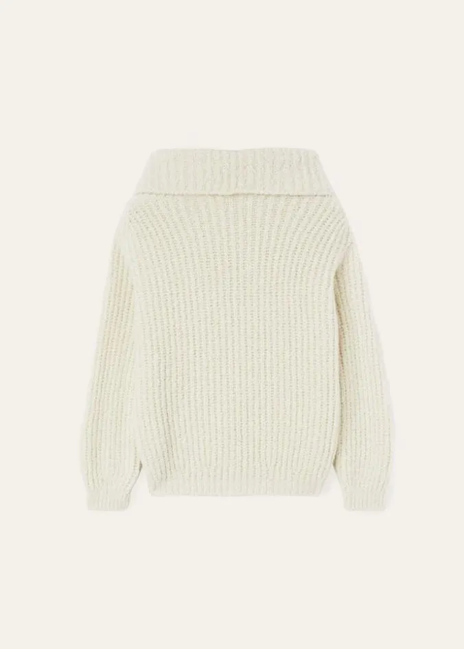 Loro Piana Knitwear Cocooning BoatNeck Sweater White Snow 8211 Woman