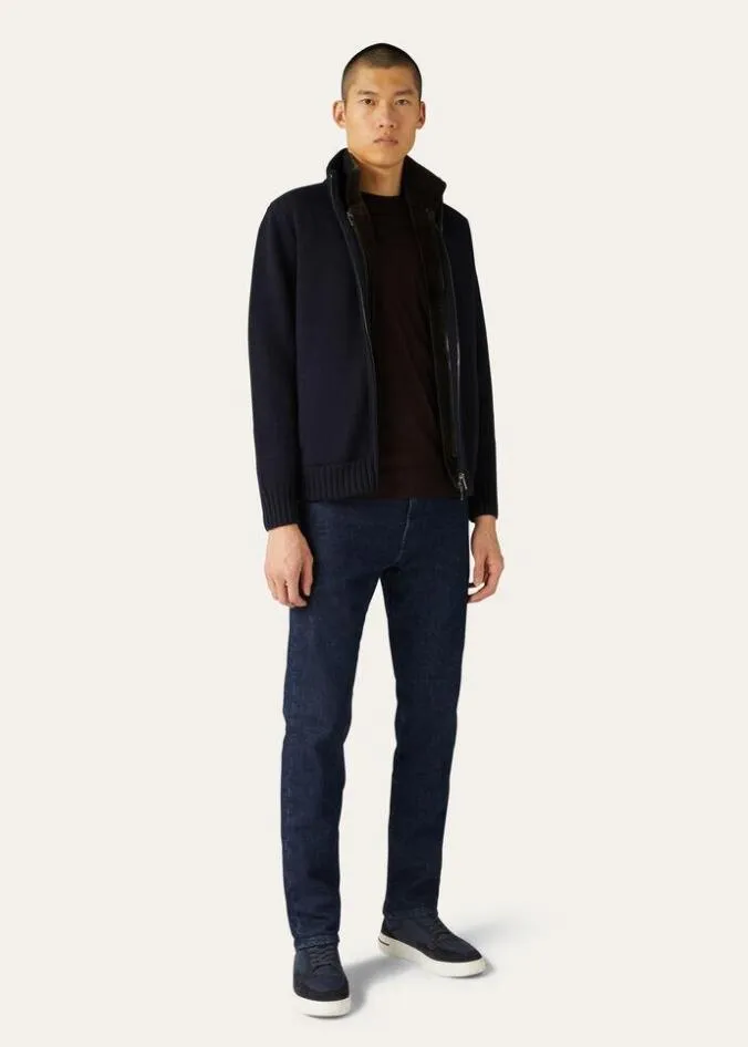 Loro Piana Knitwear Colman Bomber Jacket Blackgray Melange 8211 Man