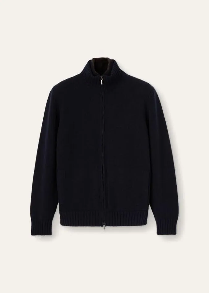 Loro Piana Knitwear Colman Bomber Jacket Blackgray Melange 8211 Man