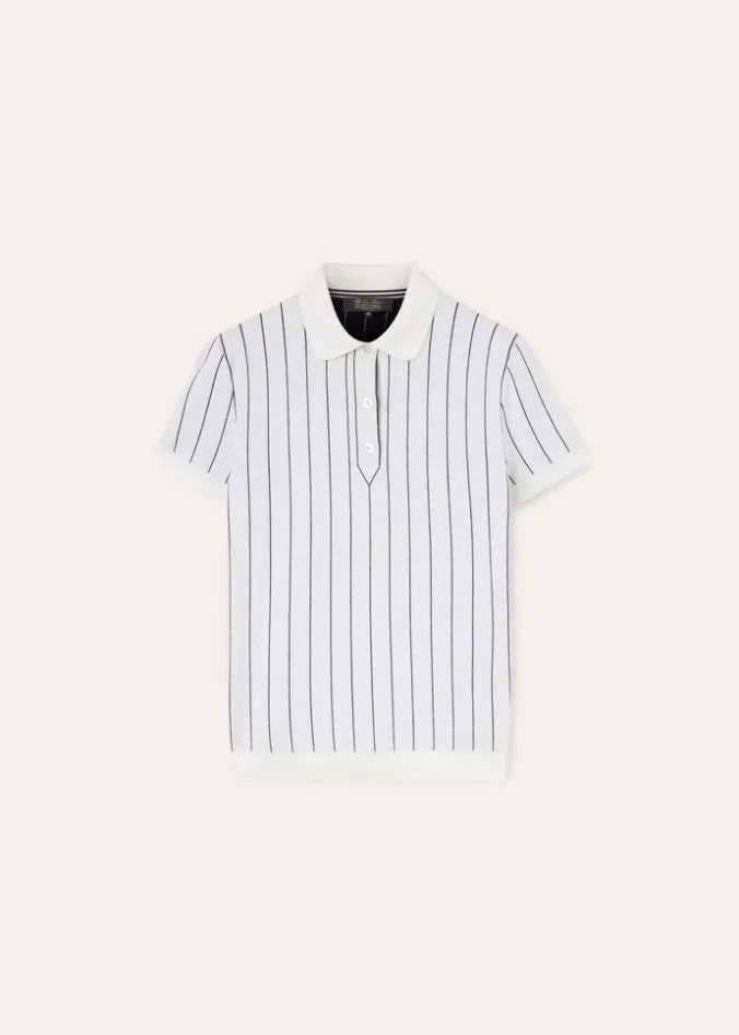 Loro Piana Knitwear The Gift Of Kings Polo Shirt Whitenatural White Orylag 8211 Woman