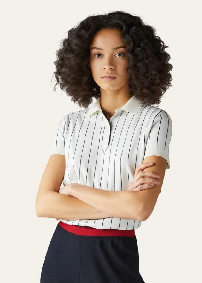 Loro Piana Knitwear The Gift Of Kings Polo Shirt Whitenatural White Orylag 8211 Woman